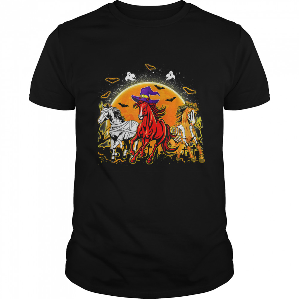 Horse Mummy Witch Pumpkin Halloween Horror For Horse Lovers T- Classic Men's T-shirt