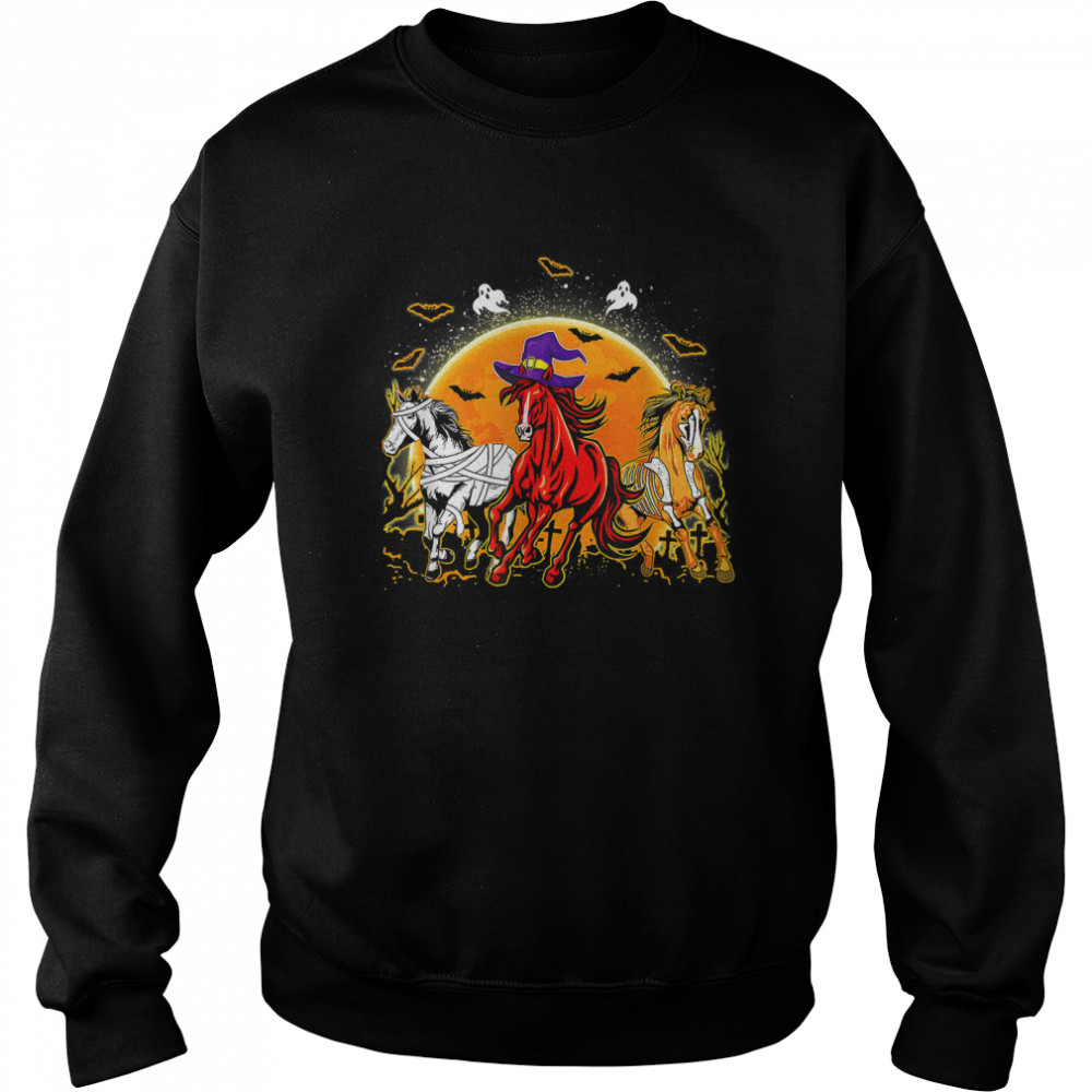 Horse Mummy Witch Pumpkin Halloween Horror For Horse Lovers T- Unisex Sweatshirt