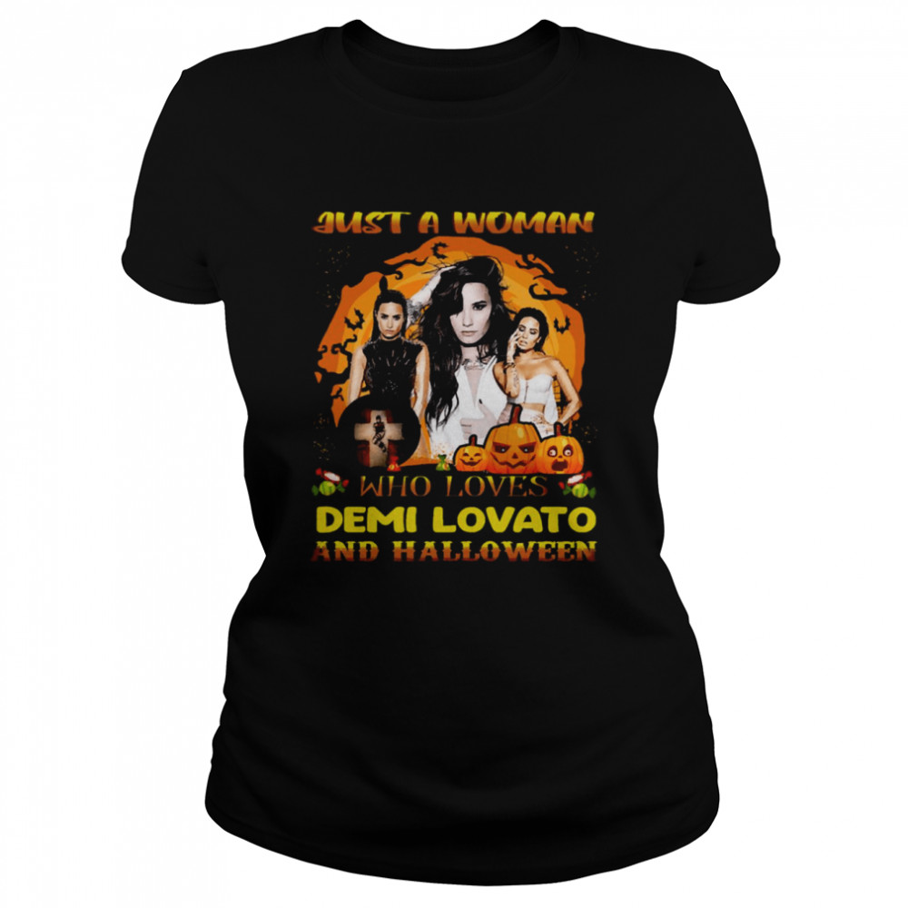 just a woman who loves demi and halloween shirt classic womens t shirt