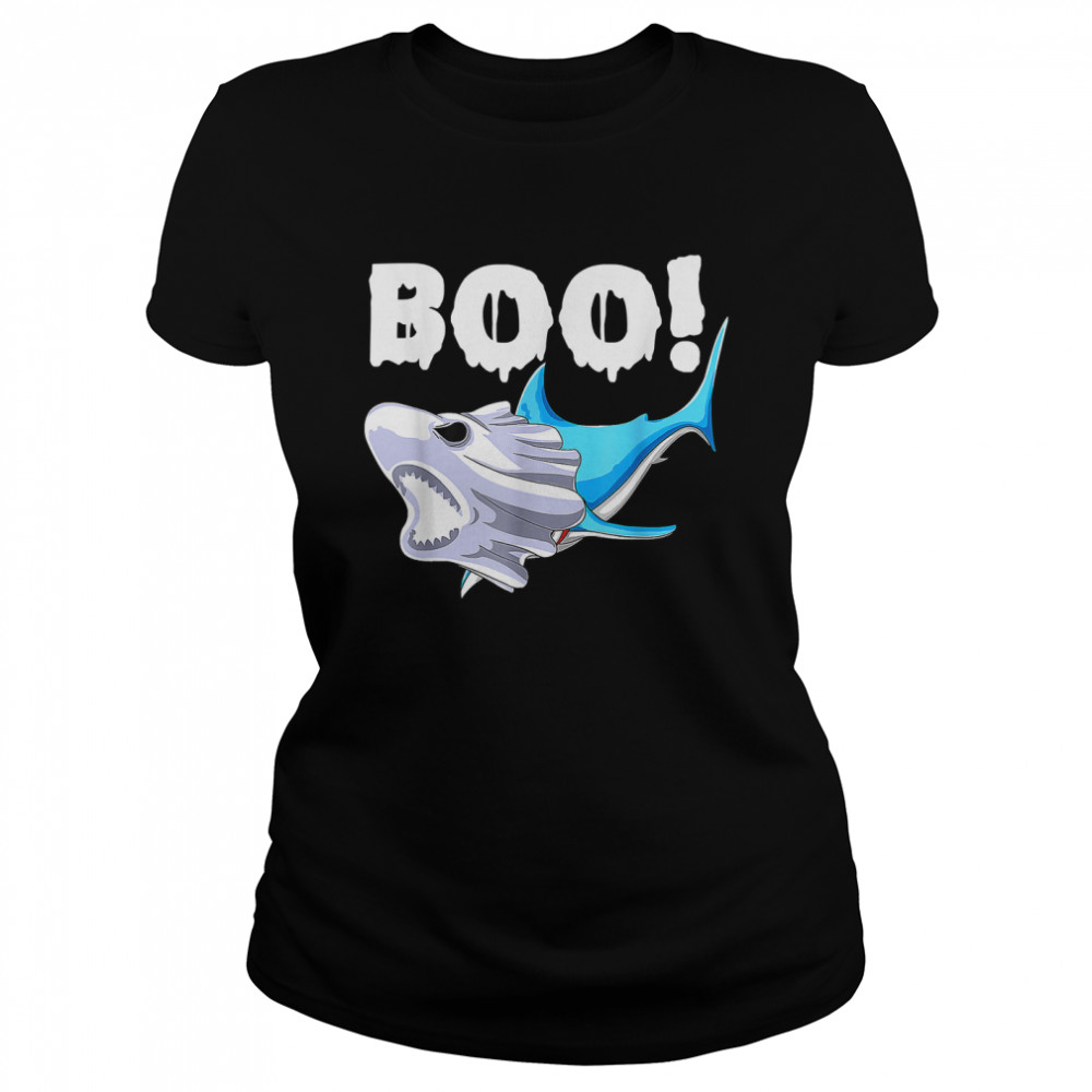 Kids Funny Shark Halloween Boo Spooky Ghost Costume Boys T- Classic Women's T-shirt