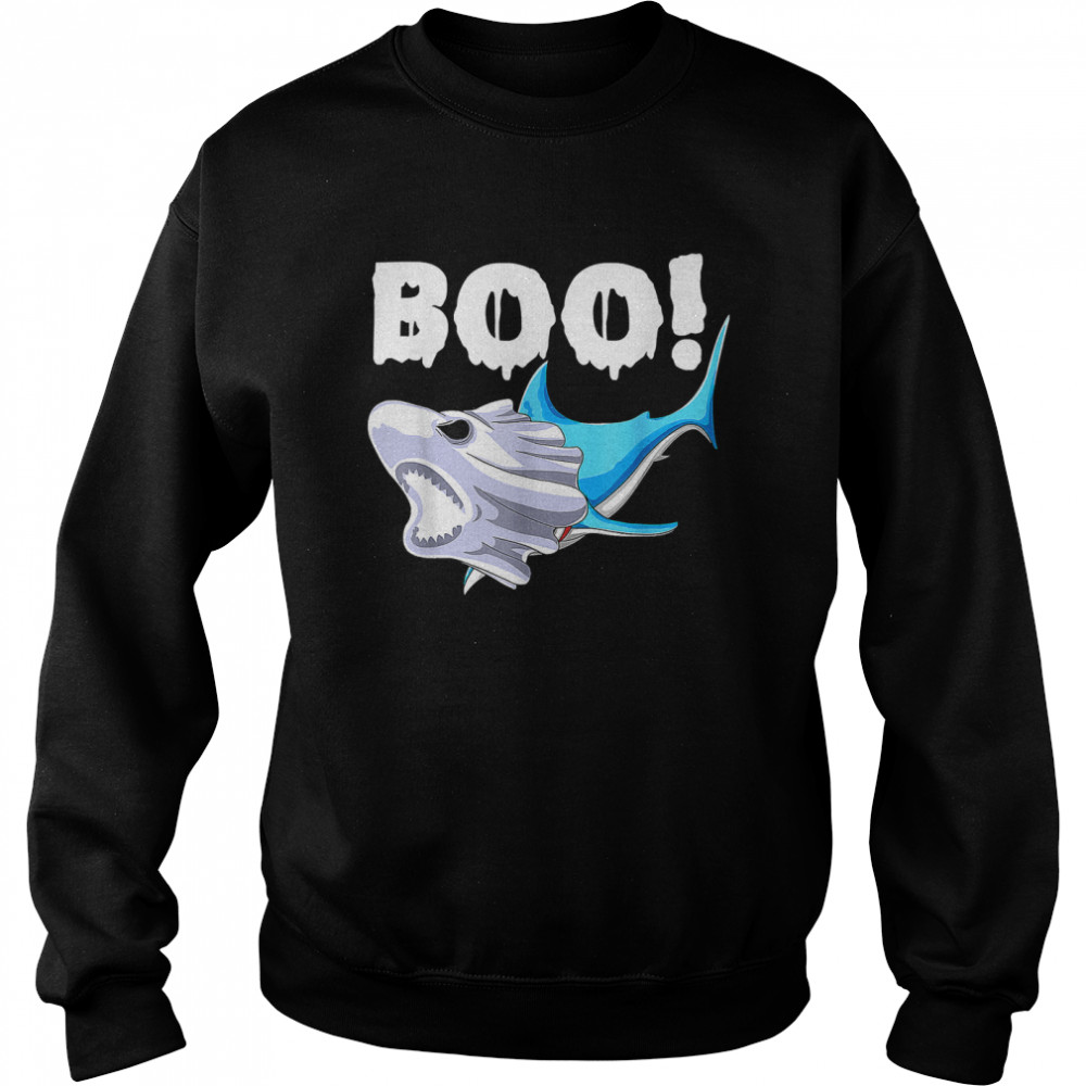 Kids Funny Shark Halloween Boo Spooky Ghost Costume Boys T- Unisex Sweatshirt
