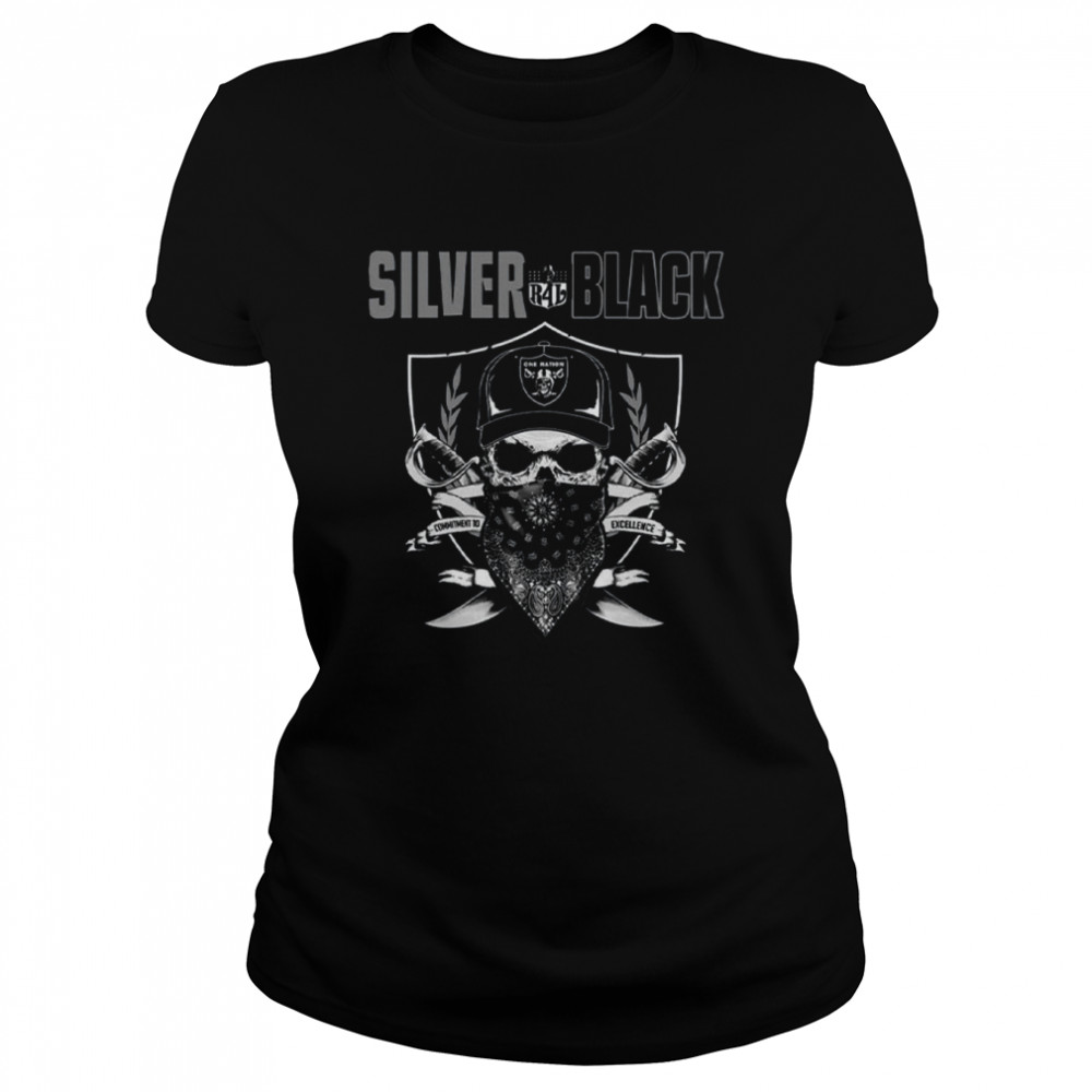 las vegas football skull silver and black shirt classic womens t shirt