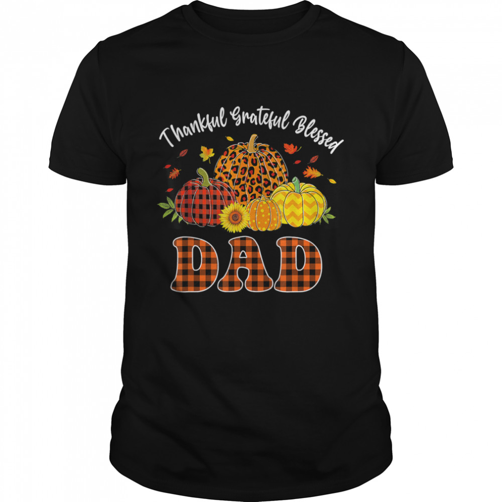 Mens Thankful Grateful Blessed Tshirt Pumpkin Leopard Plaid Dad T- Classic Men's T-shirt