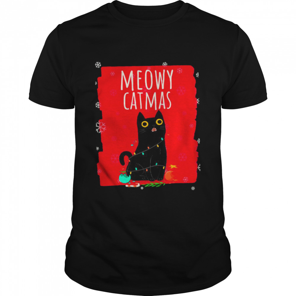Meowy Catmas Christmas Christ Lights Funny Festive Cat shirt Classic Men's T-shirt