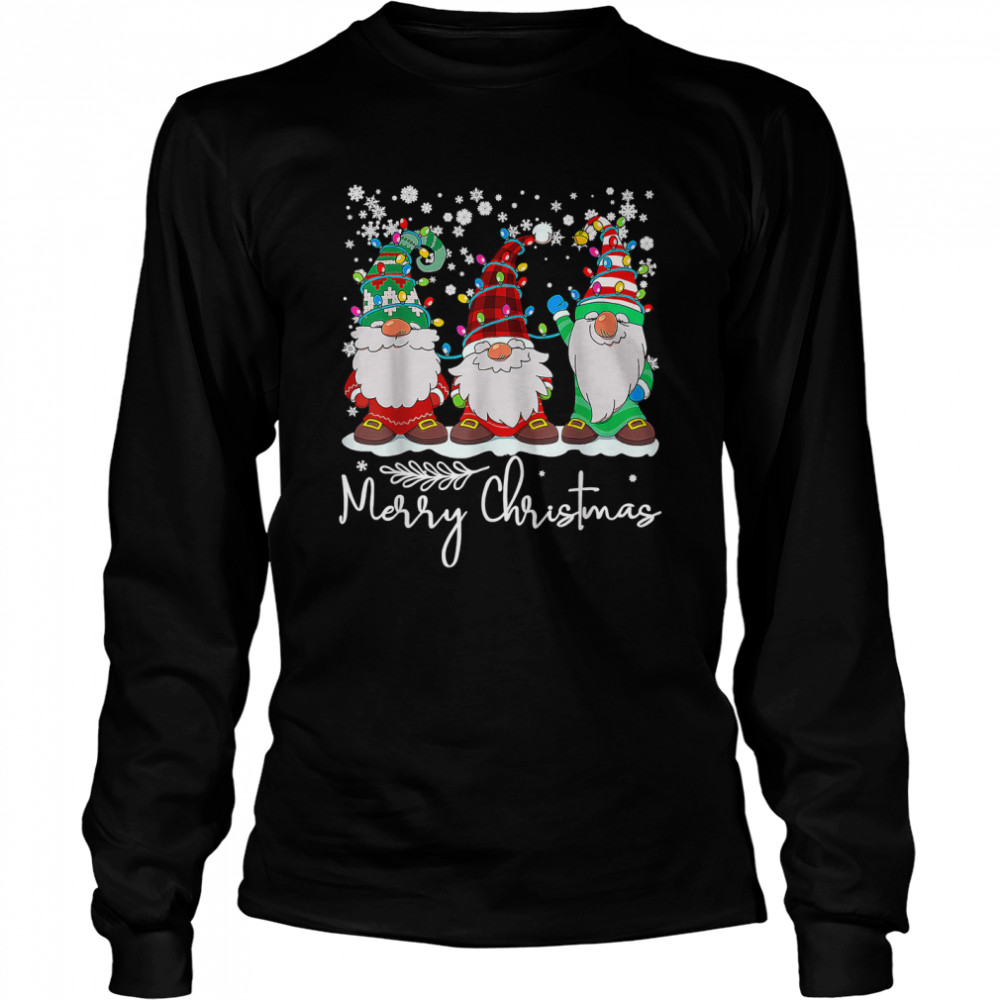 Merry Christmas Three Gnomes Merry Xmas 2022 Matching Family T-s Long Sleeved T-shirt