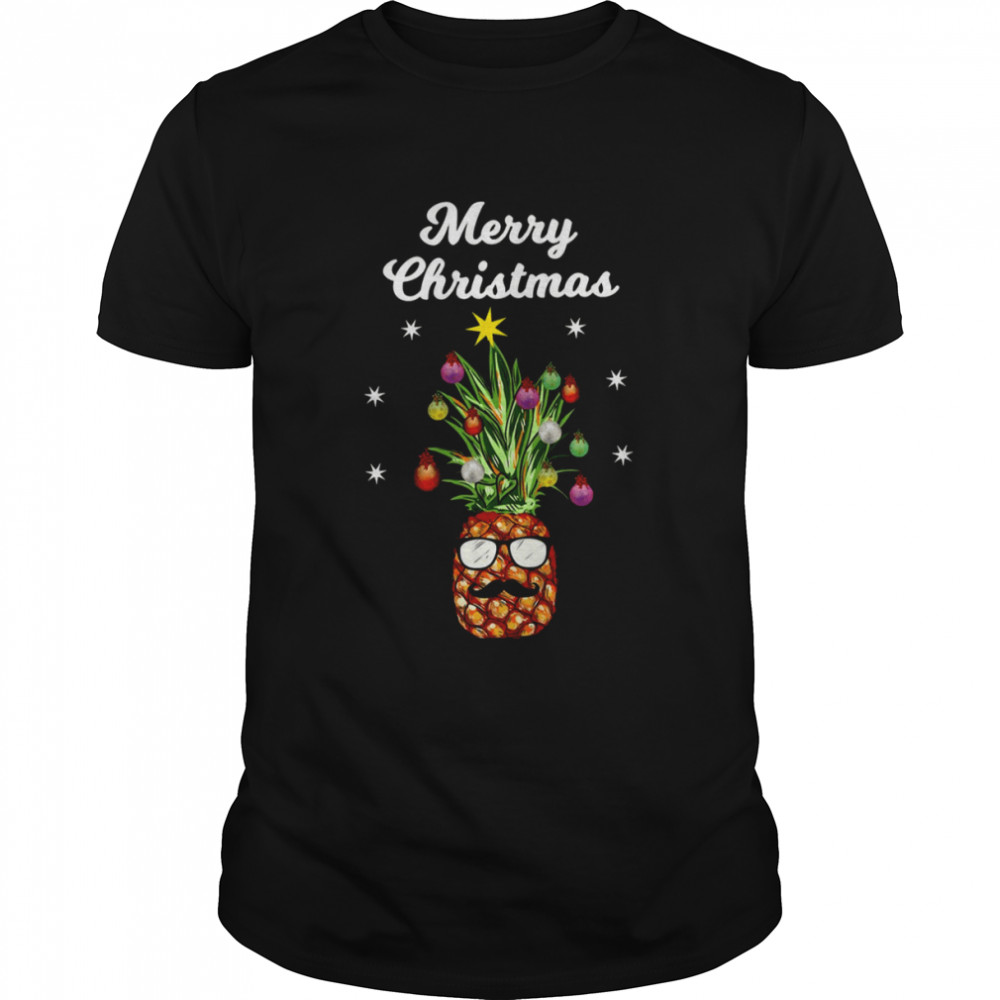 Pineapple Tree Merry Christmas Santa Claus Reindeer shirt Classic Men's T-shirt