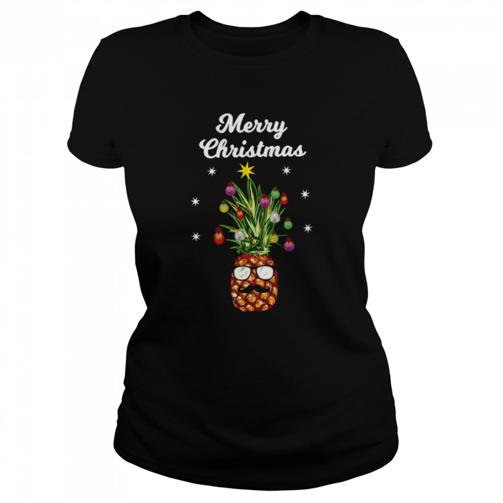 Pineapple Tree Merry Christmas Santa Claus Reindeer shirt Classic Women's T-shirt