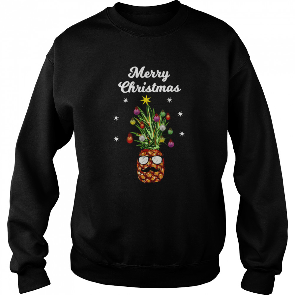 pineapple tree merry christmas santa claus reindeer shirt unisex sweatshirt