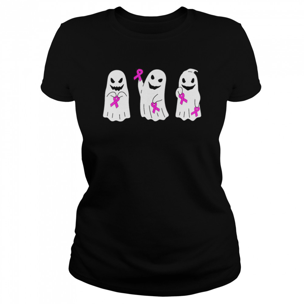 Pink Ribbon Ghost Women Kids Toddler Breast Cancer Awareness  Classic Women's T-shirt