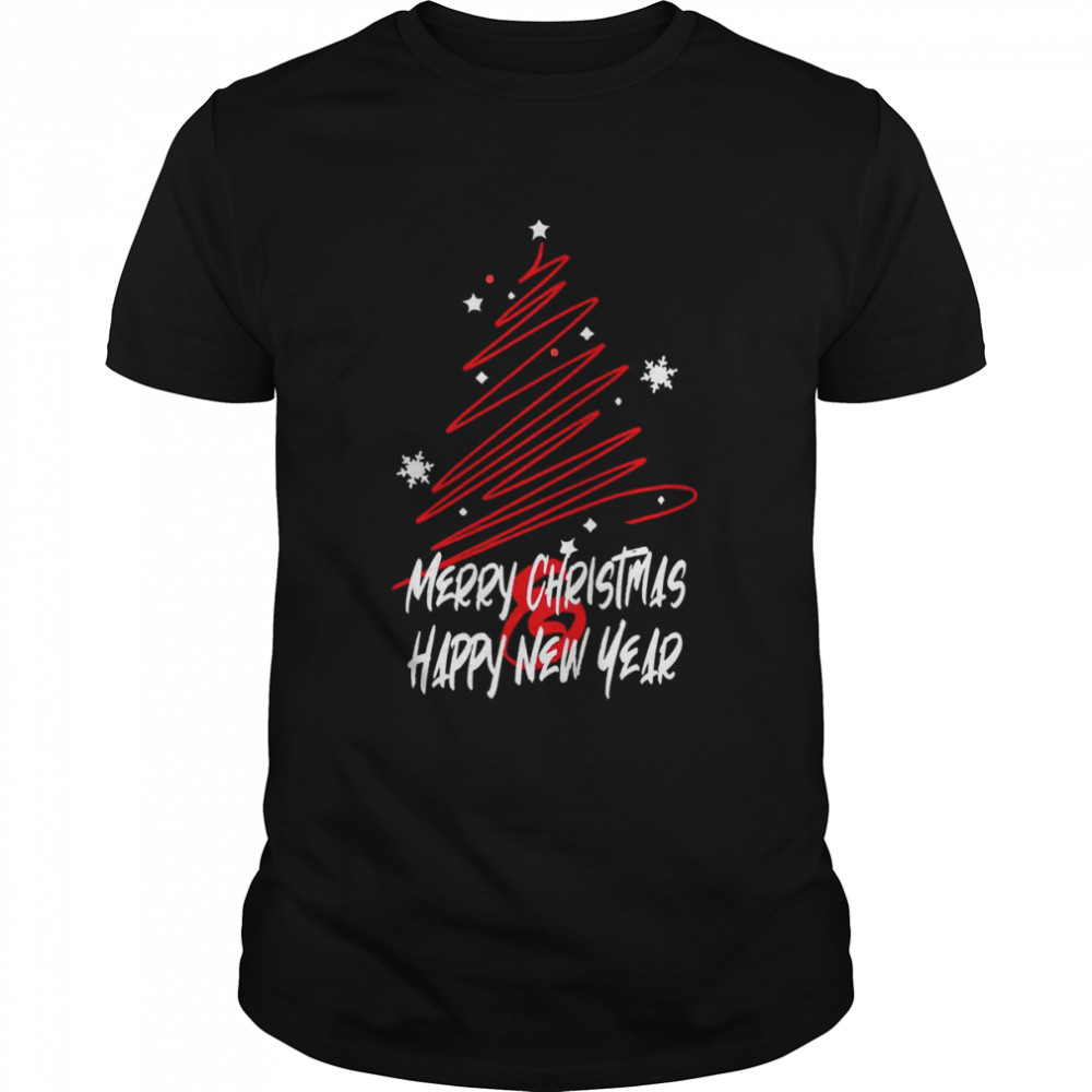 Red Tree Happy New Year Merry Christmas shirt Classic Men's T-shirt