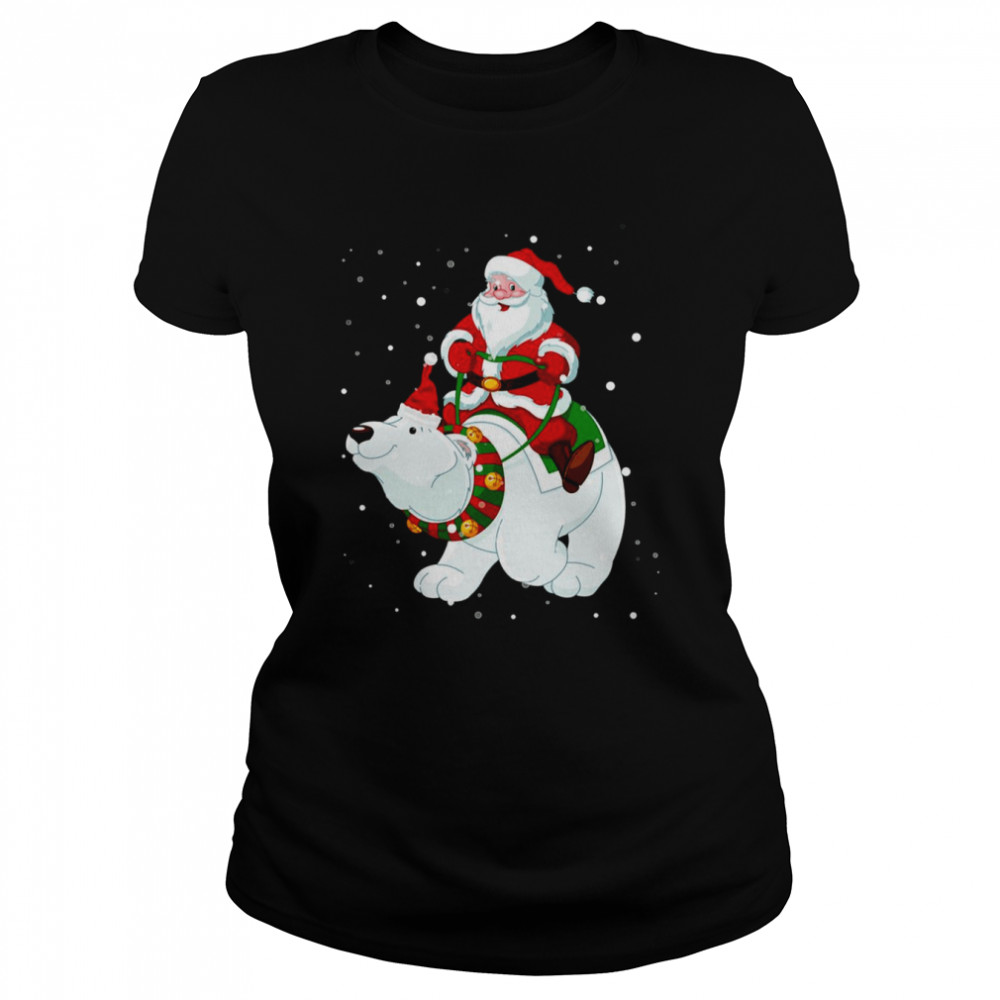 Riding Polar Bear Christmas Bear Santa shirt Classic Women's T-shirt