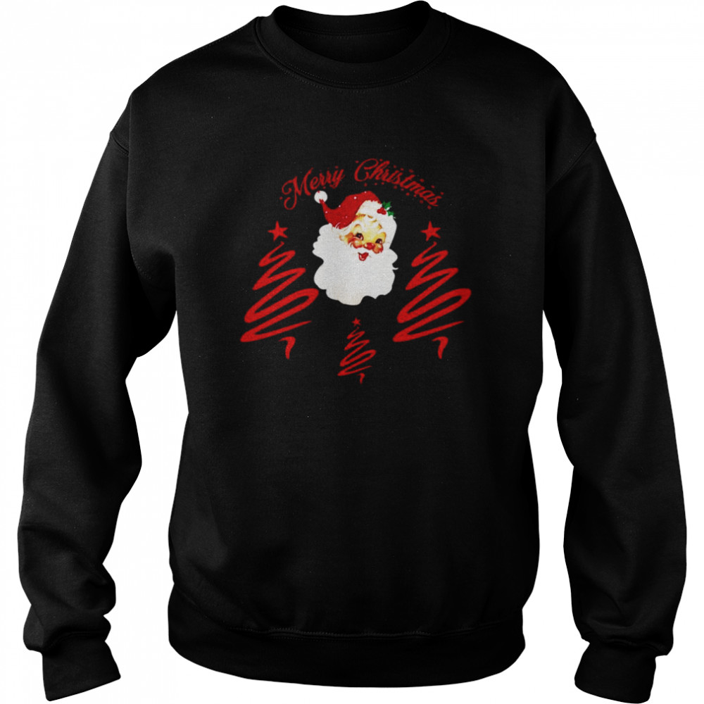 Santa Claus And Tree Merry Christmas shirt Unisex Sweatshirt