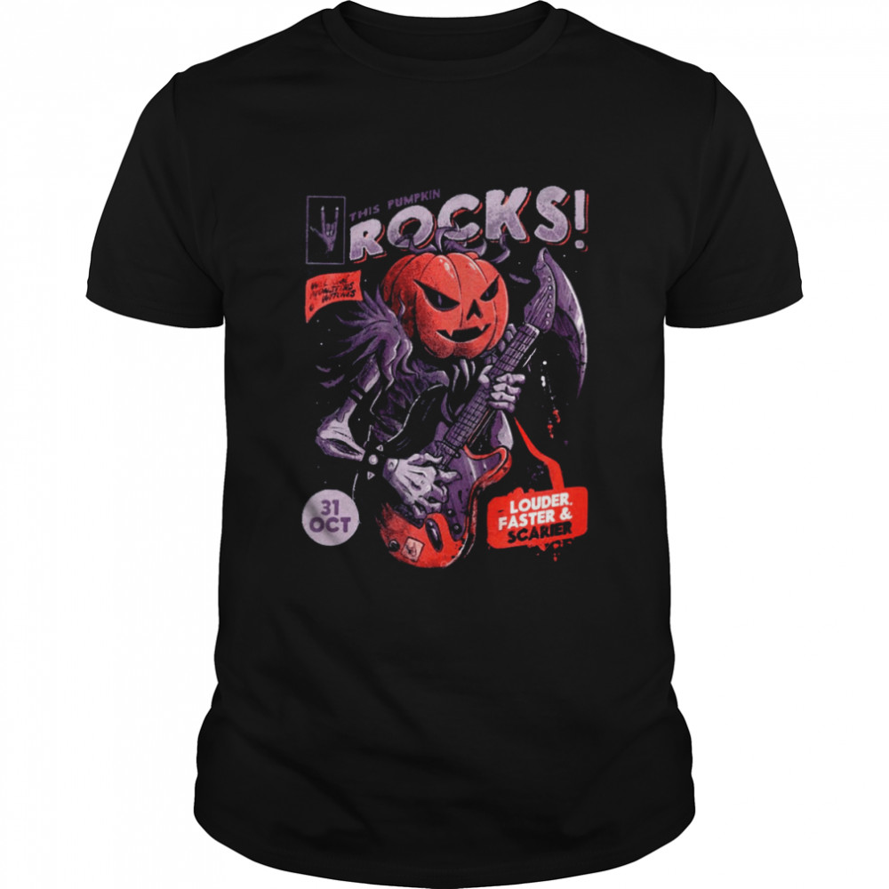This Pumpkin Rocks Funny For Rockers Louder Faster And Scarier shirt Classic Men's T-shirt