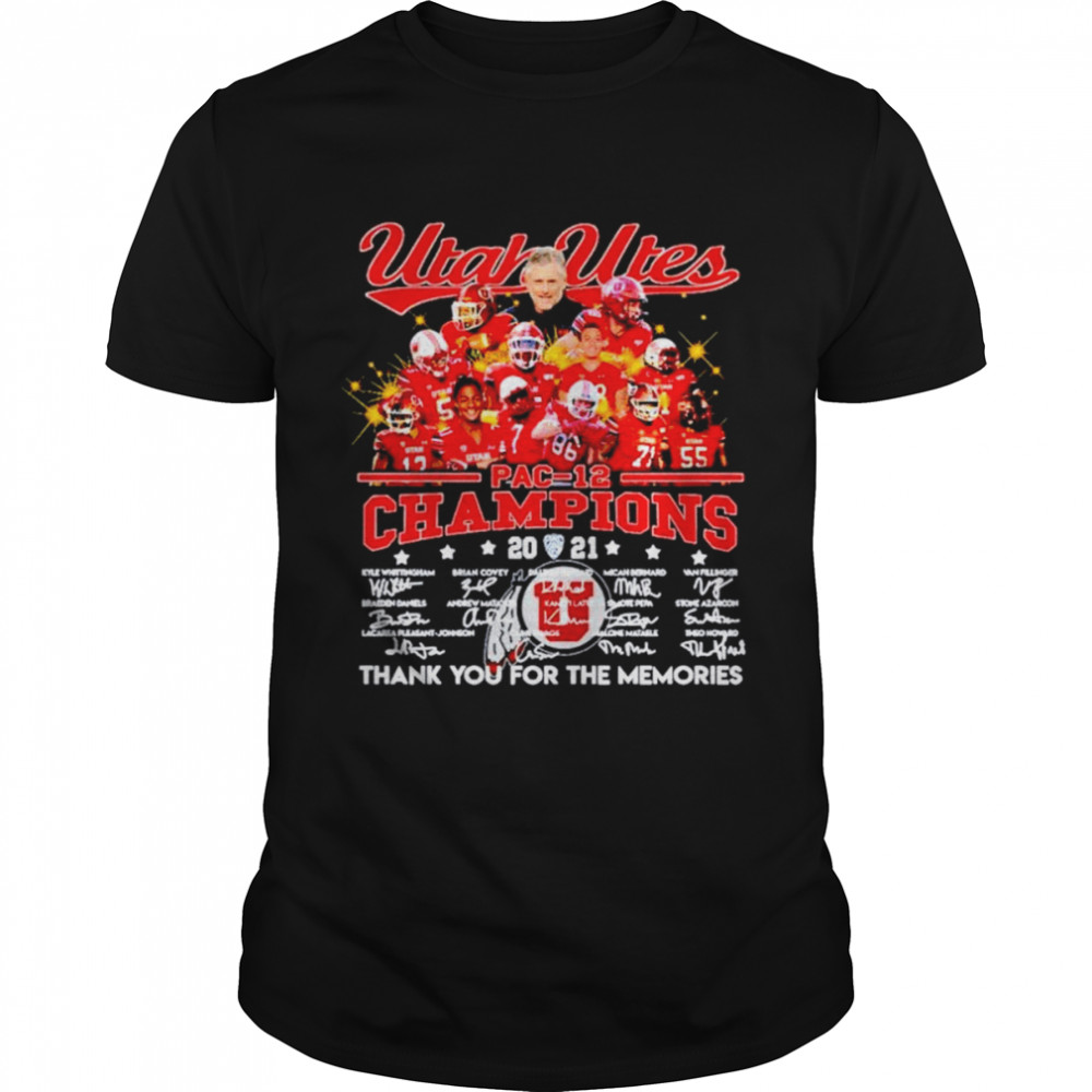 Utah Utes Pac-12 champions thank you for the memories signatures shirt Classic Men's T-shirt