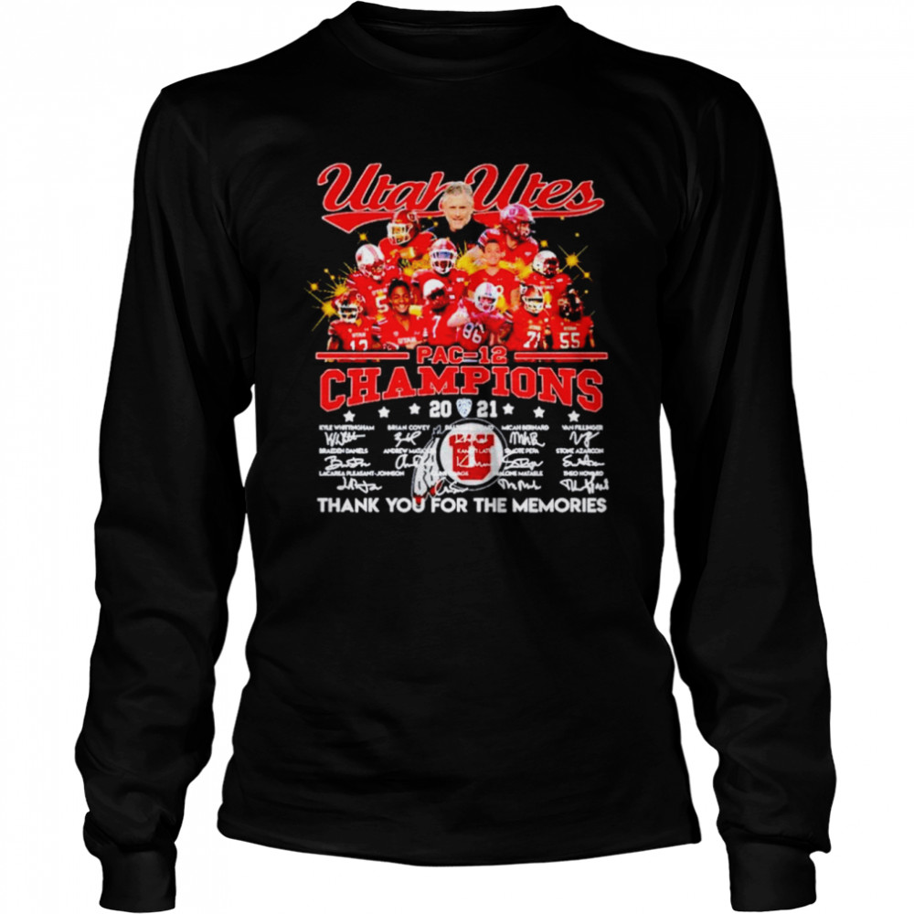 Utah Utes Pac-12 champions thank you for the memories signatures shirt Long Sleeved T-shirt
