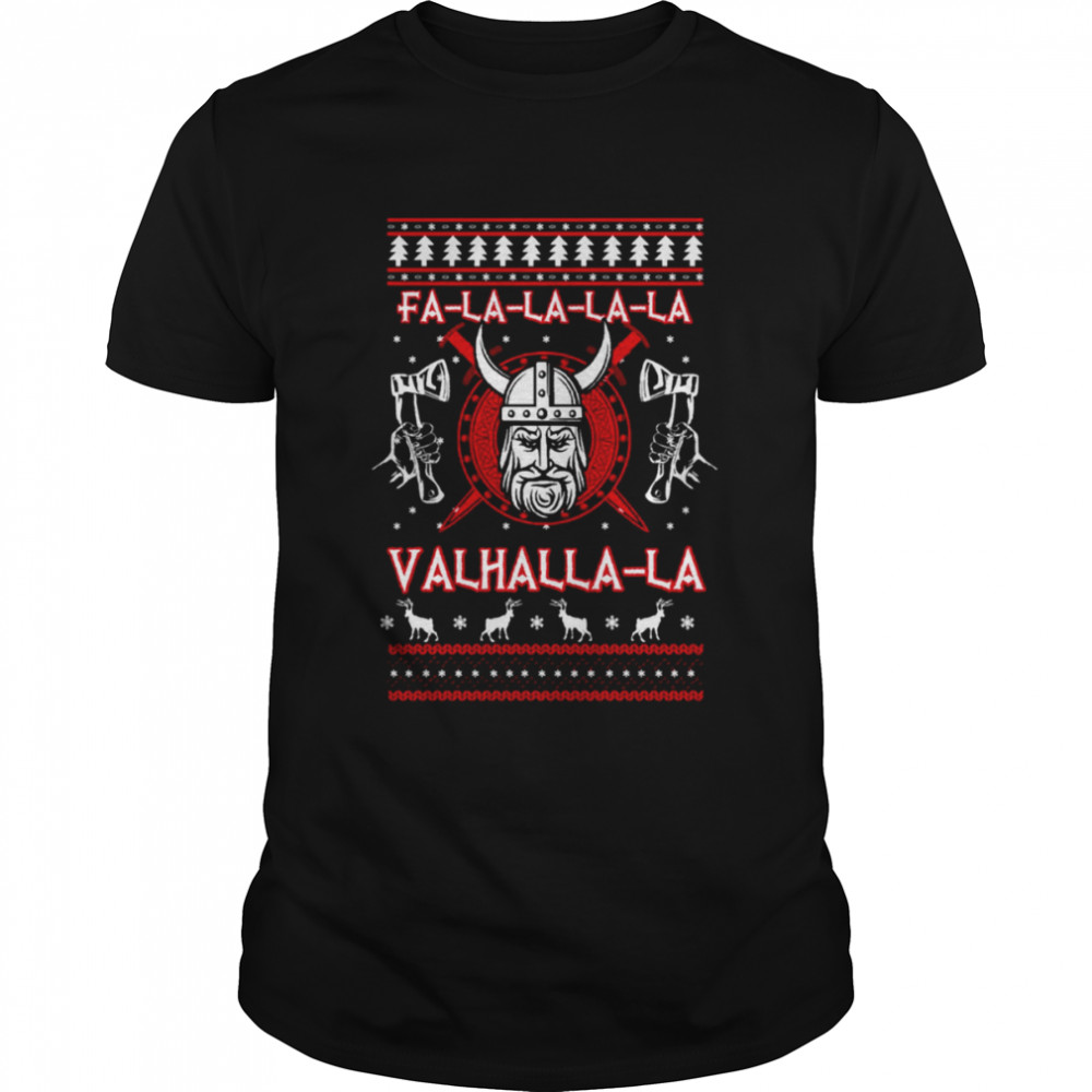 Valhalla Viking Nordic Christmas Knit Pattern shirt Classic Men's T-shirt