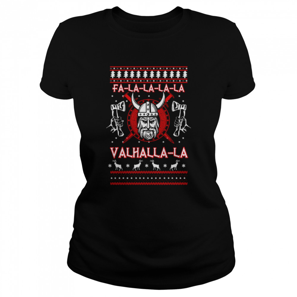 Valhalla Viking Nordic Christmas Knit Pattern shirt Classic Women's T-shirt