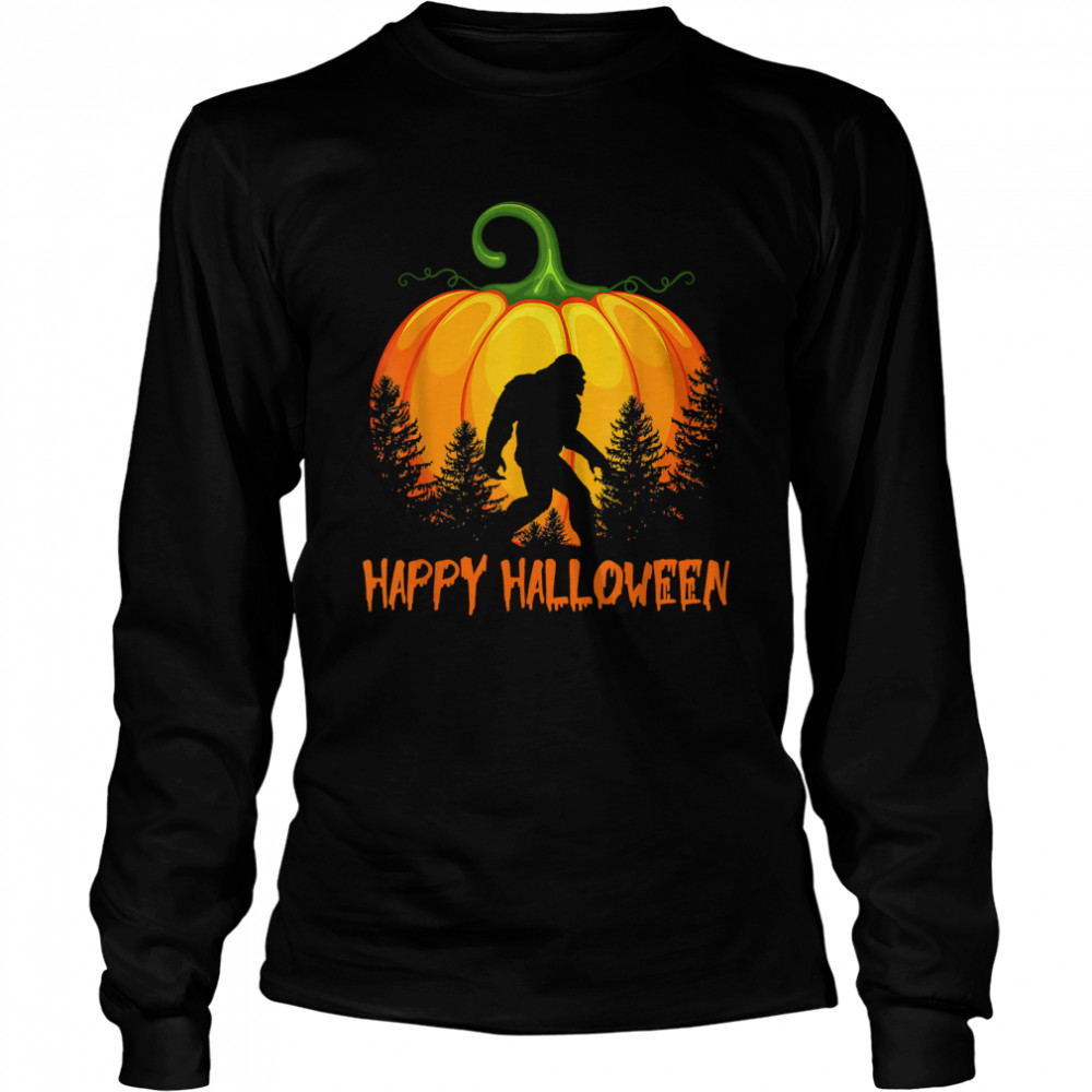 Vintage Bigfoot Pumpkin Halloween Costume Sasquatch Lovers T-Shirt 10 Vintage Bigfoot Pumpkin Halloween Costume Sasquatch Lovers T- Long Sleeved T-shirt