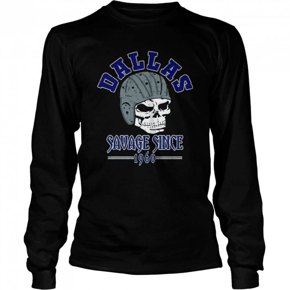 Vintage Dallas Football Skull Helmet Dallas Texas Sports Retro shirt Long Sleeved T-shirt