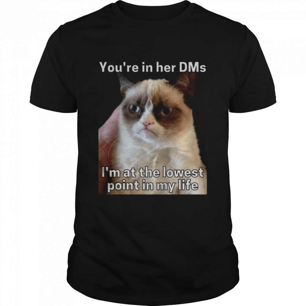 You’re In Her Dms I’m At The Lowest Point In My Life Cat Meme shirt Classic Men's T-shirt