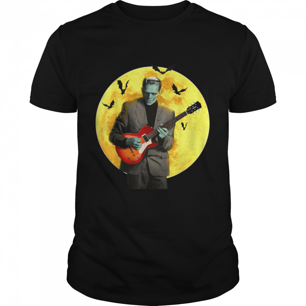 Frankenguitar Frankenstein Plays Electric Guitar Halloween T-Shirt