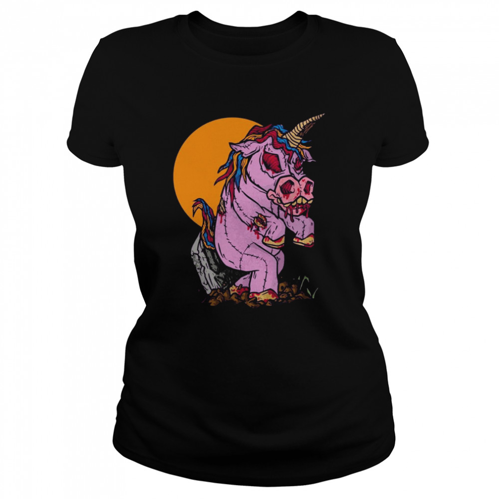Zombie Unicorn Toy Full Moon Spooky Halloween  Classic Women's T-shirt
