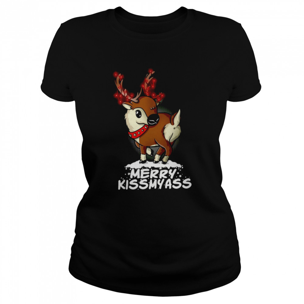 baby reindeer merry kiss my ass xmas shirt classic womens t shirt