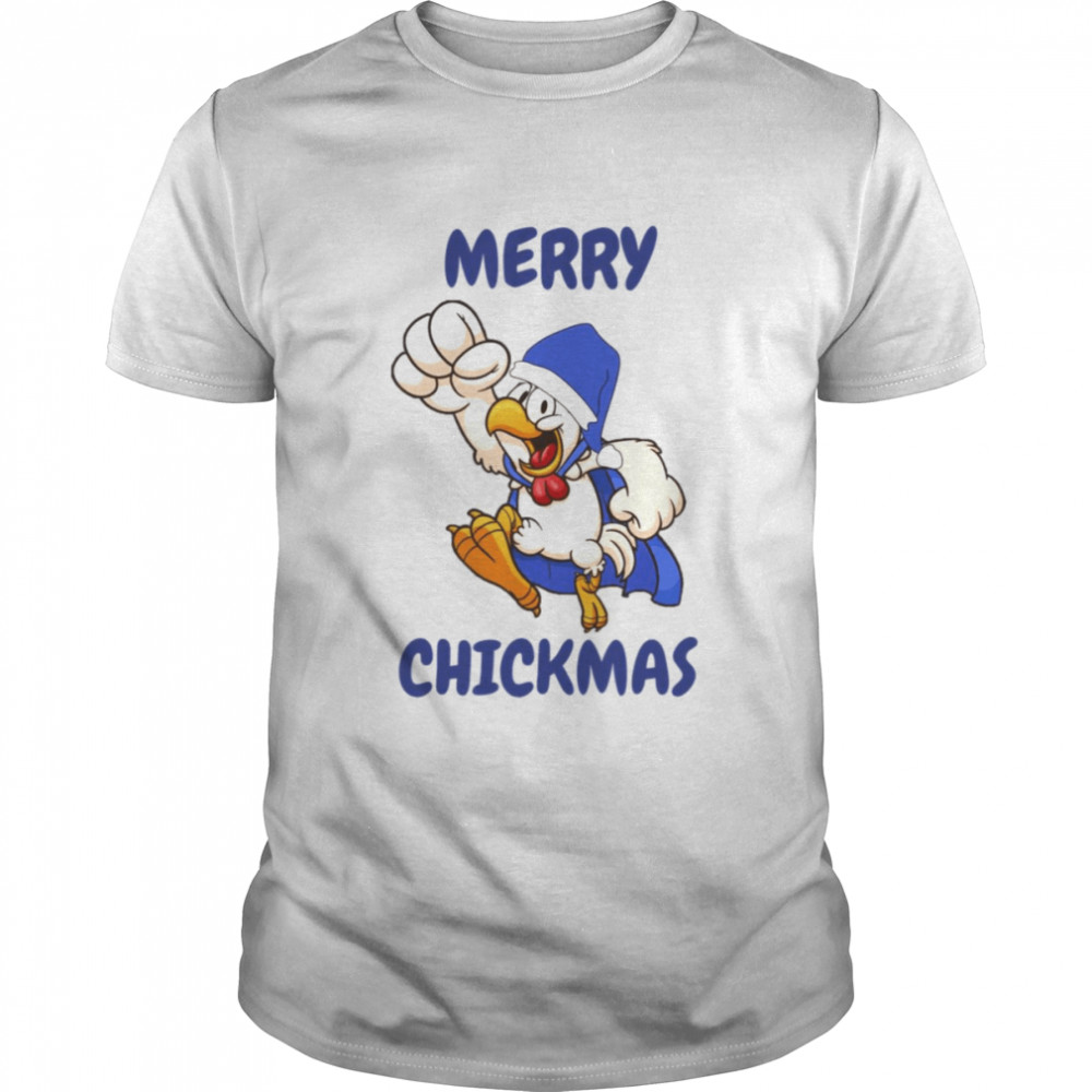 Blue Art Santa Hat Xmas Chicken shirt Classic Men's T-shirt