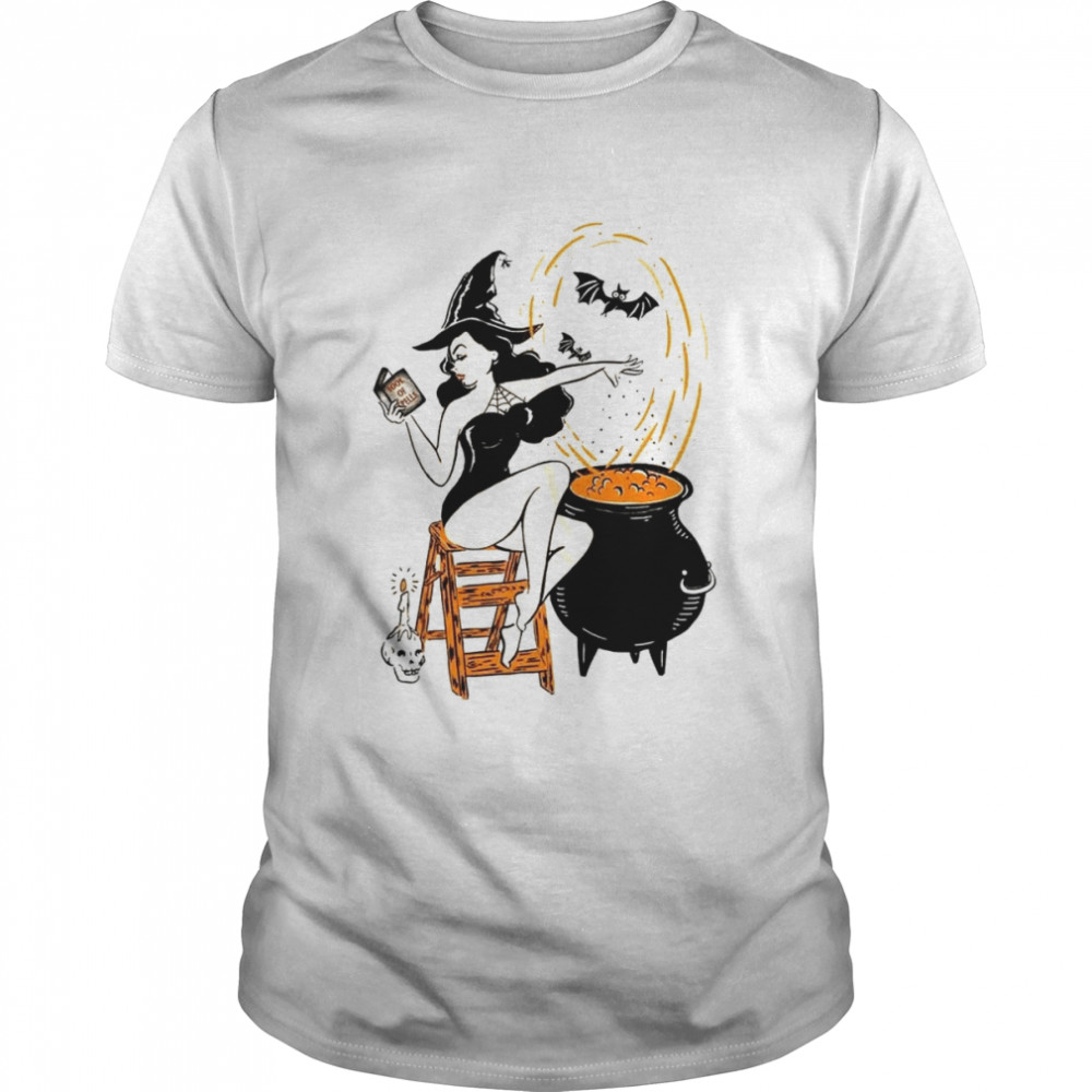 Halloween Witch Pin Up Vintage Retro Super Cool Best Gift Top shirt Classic Men's T-shirt
