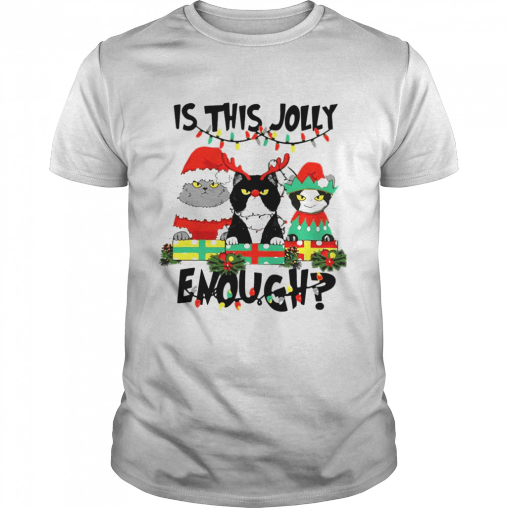 Is This Jolly Enough Cats Merry Christmas Tree Lights shirt Classic Men's T-shirt