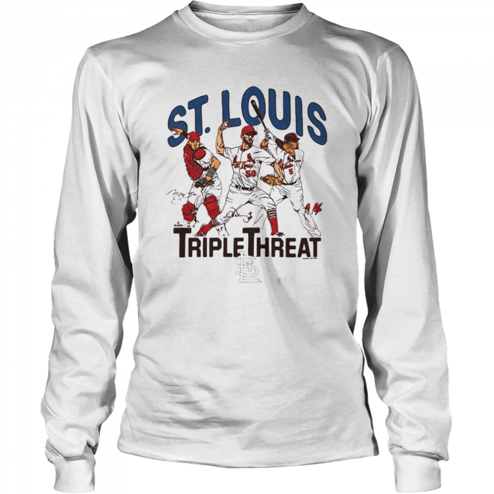 St Louis Cardinals Triple Threat Molina Wainwright Pujols Signatures Shirt  Sweatshirt, Tank Top, Ladies Tee