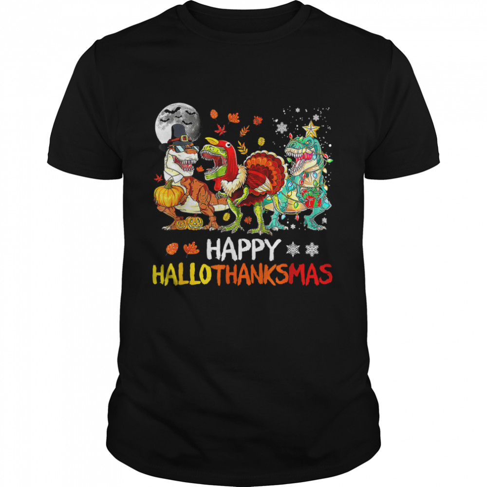 Happy Hallothanksmas Dinosaur T Rex Halloween Christmas 2022 T- Classic Men's T-shirt