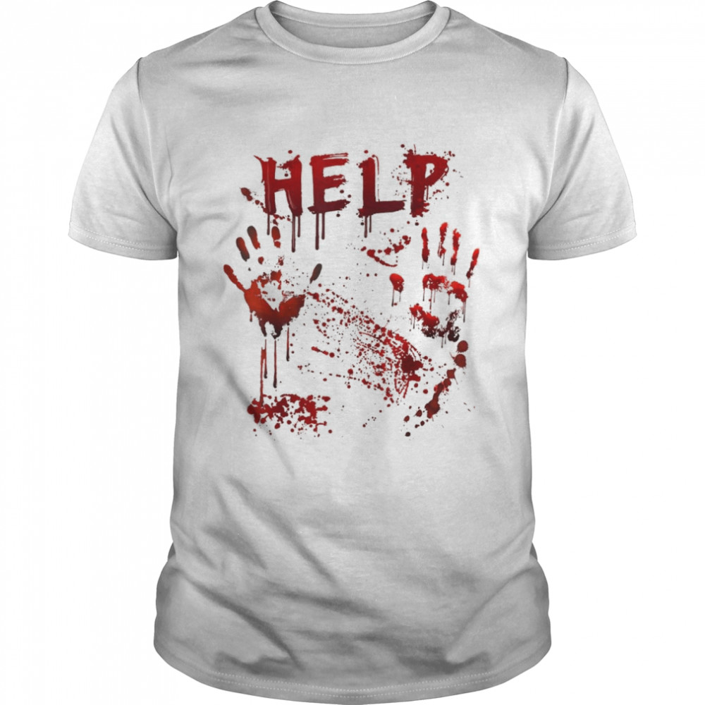 Halloween Party Funny Help Bloody Handprint T- Classic Men's T-shirt