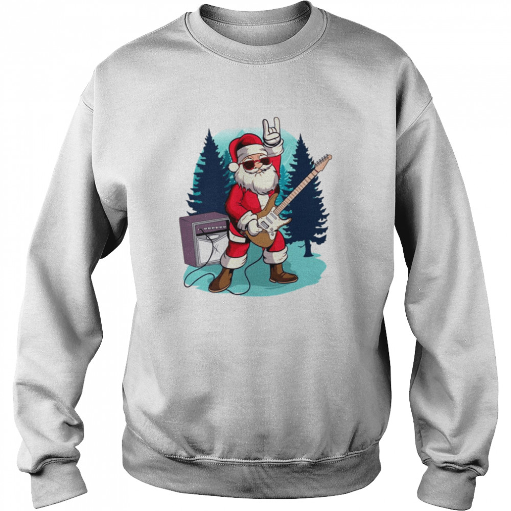 Heavy Metal Santa With Guitar And Sunglasses Christmas shirt Unisex Sweatshirt