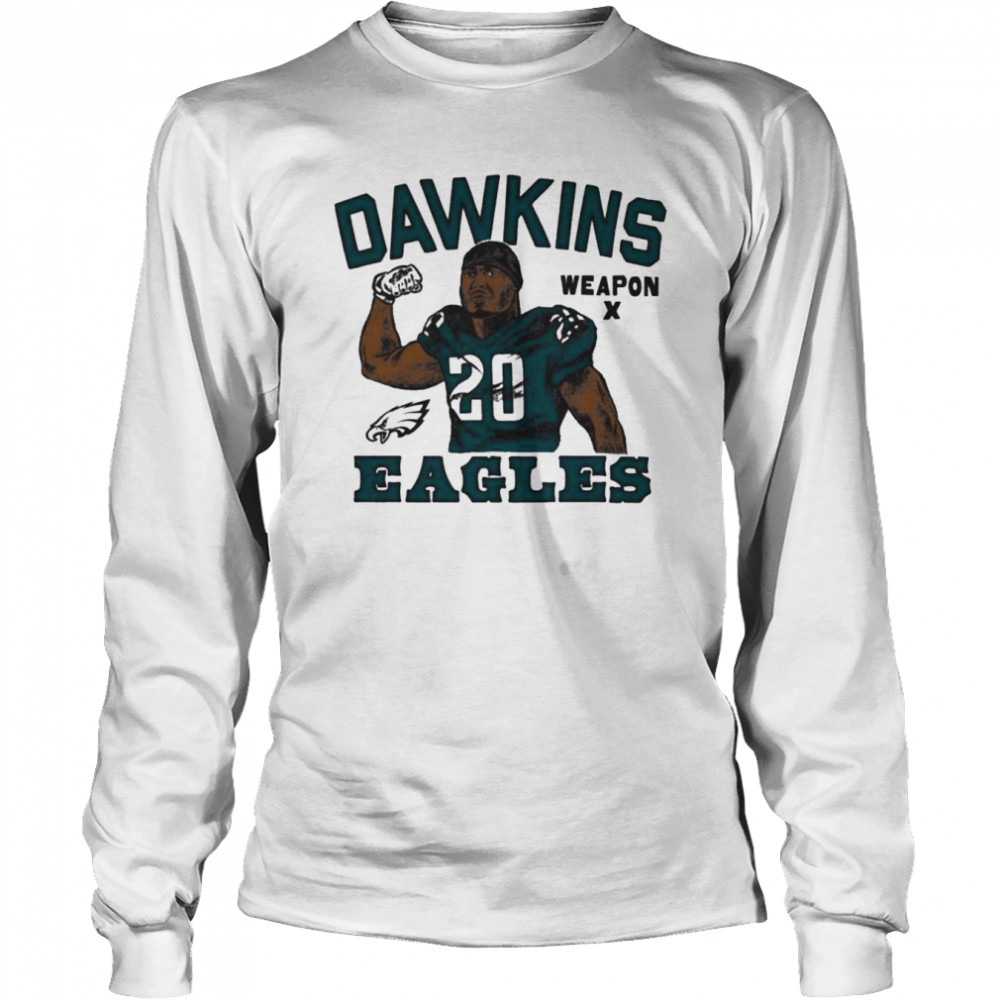 Philadelphia Eagles Brian Dawkins Weapon x T-Shirt | Kelly Green Philadelphia Eagles Apparel from Homage. | Officially Licensed NFL Apparel from