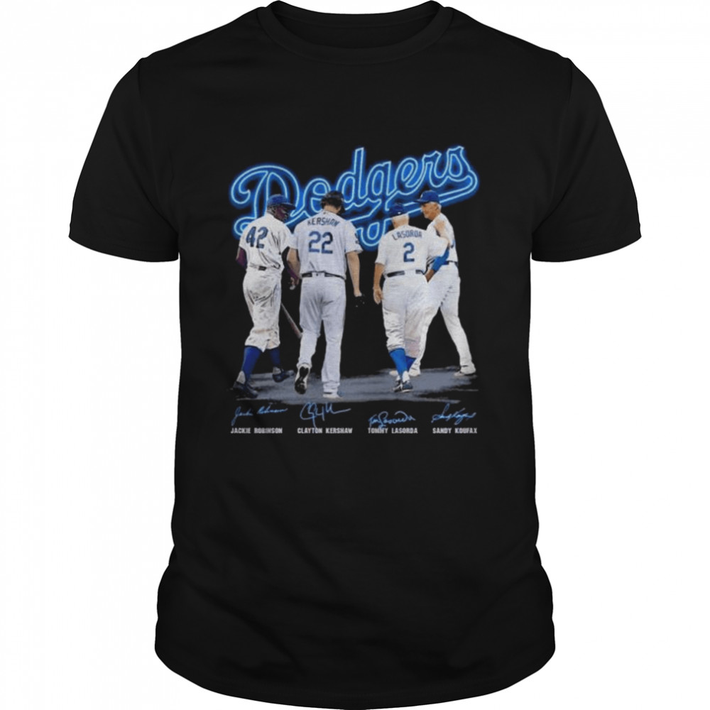 Los Angeles Dodgers Jackie Robinson Clayton Kershaw Tommy lasorda Sandy Koufax signatures shirt Classic Men's T-shirt