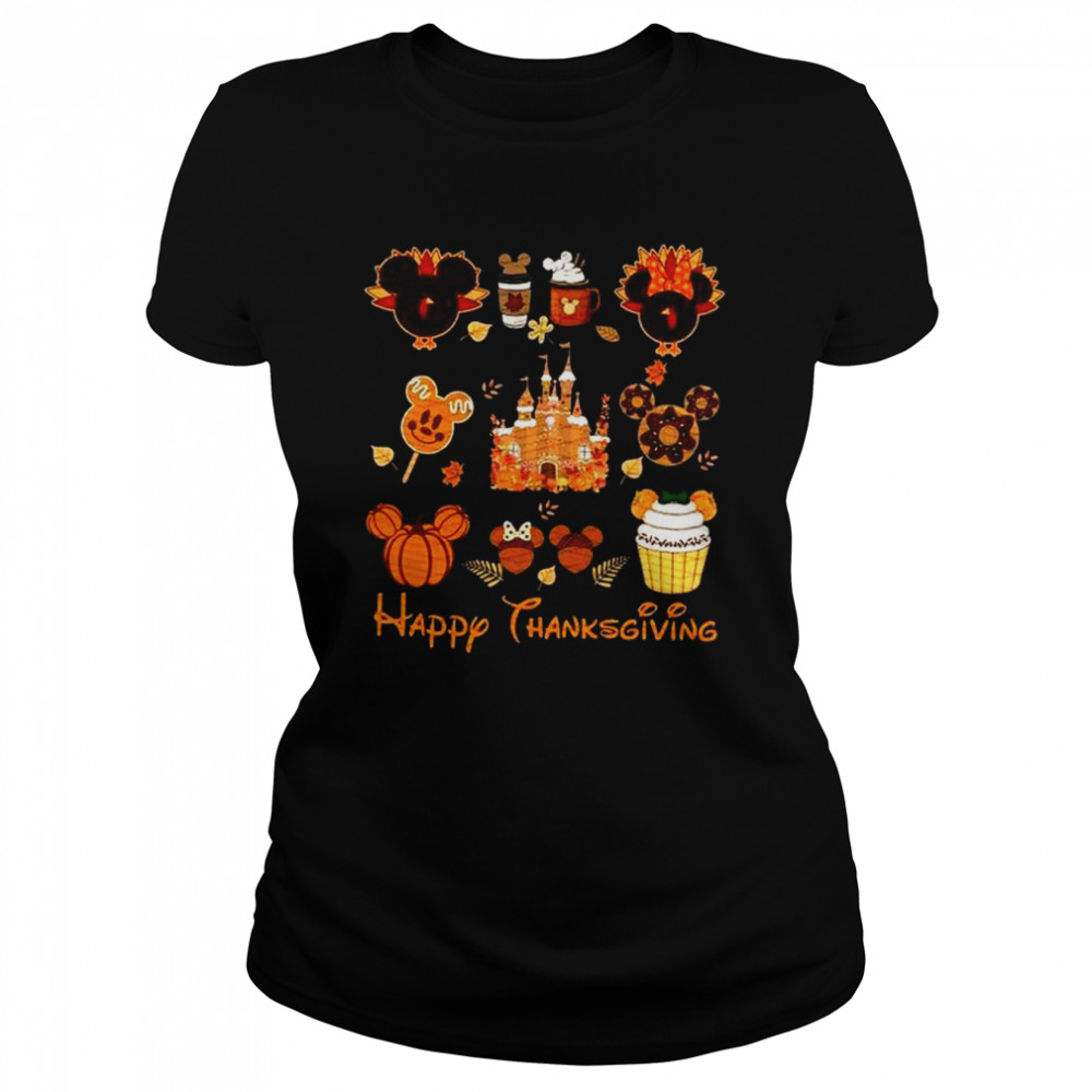thankful disney mickey mouse thanksgiving t classic womens t shirt