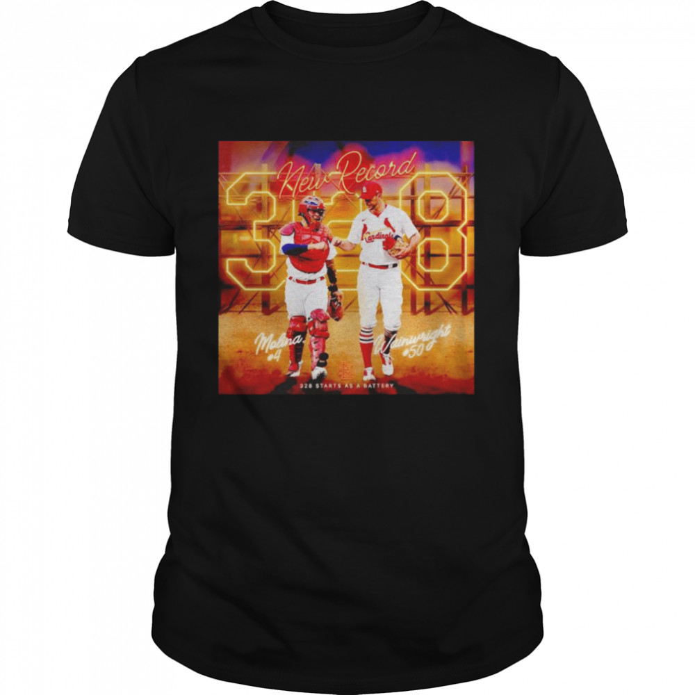 Adam Wainwright and Yadier Molina New Record 328 starts as a battery shirt Classic Men's T-shirt
