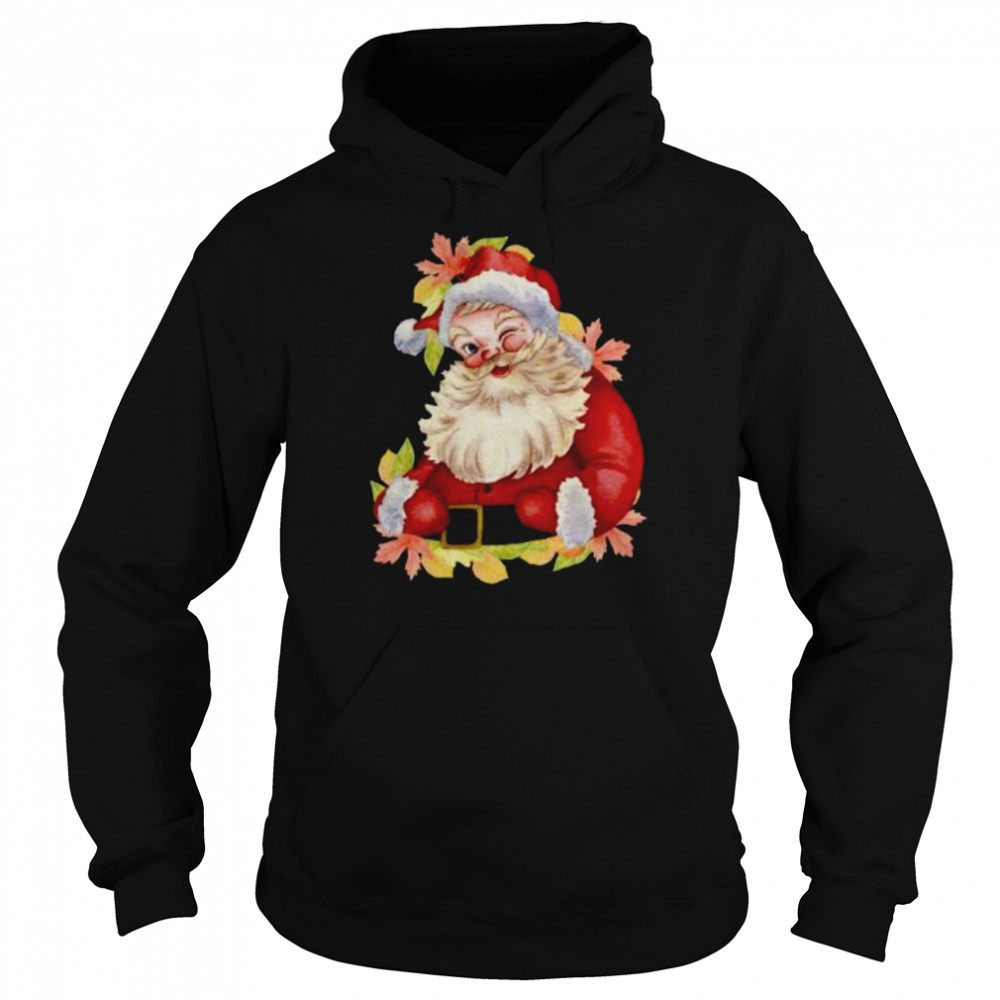Christmas Cute Gift for Women Winking Funny Santa Fall shirt Unisex Hoodie
