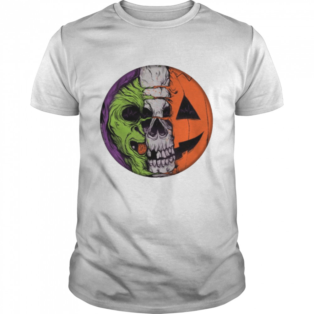 Zombie Skull Silver Shamrock Novelties Pumpkin shirt