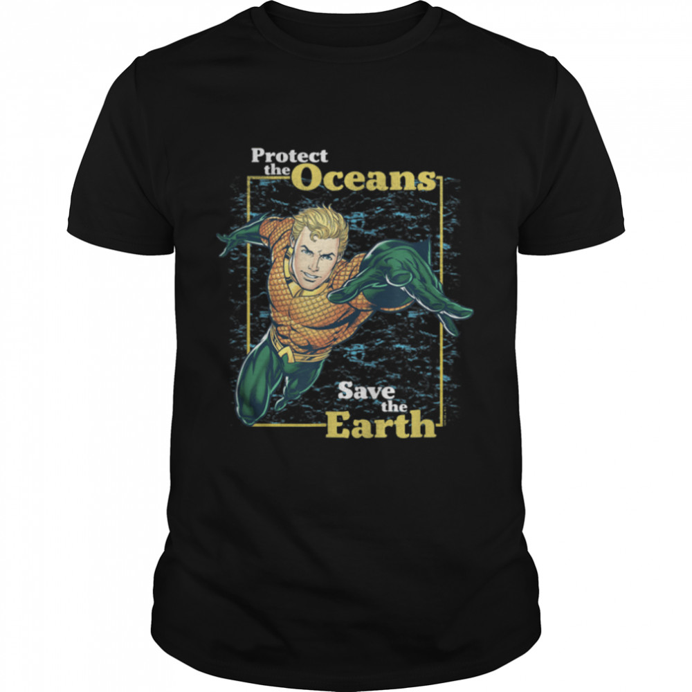 DC Comics Aquaman Earth Day Protect The Oceans Poster T- B09PW8C5QV Classic Men's T-shirt