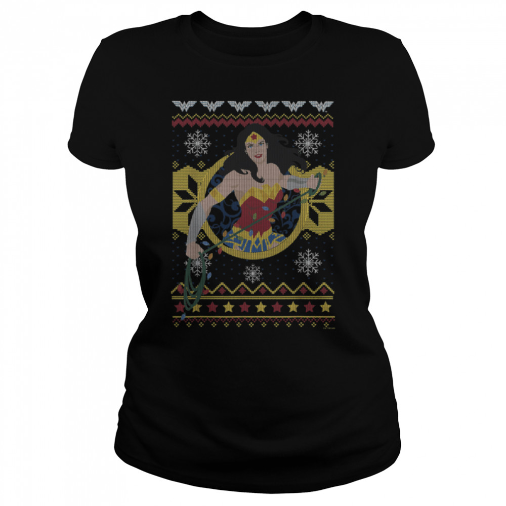 DC Comics Christmas Wonder Woman Ugly Sweater T- B0BCDP7LG7 Classic Women's T-shirt