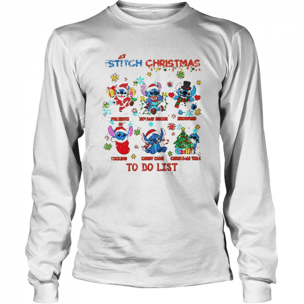 Stitch christmas to do list shirt Long Sleeved T-shirt