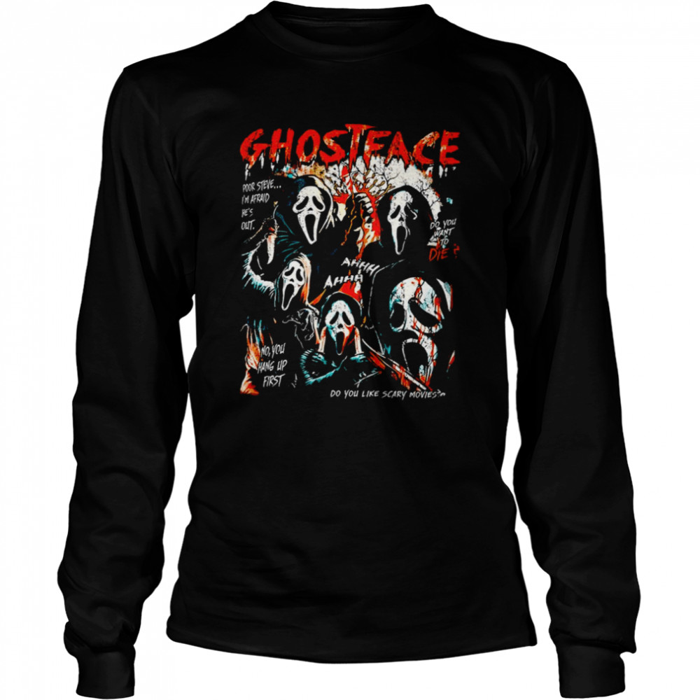 Black Art Retro 90s Scream Movie Halloween shirt Long Sleeved T-shirt
