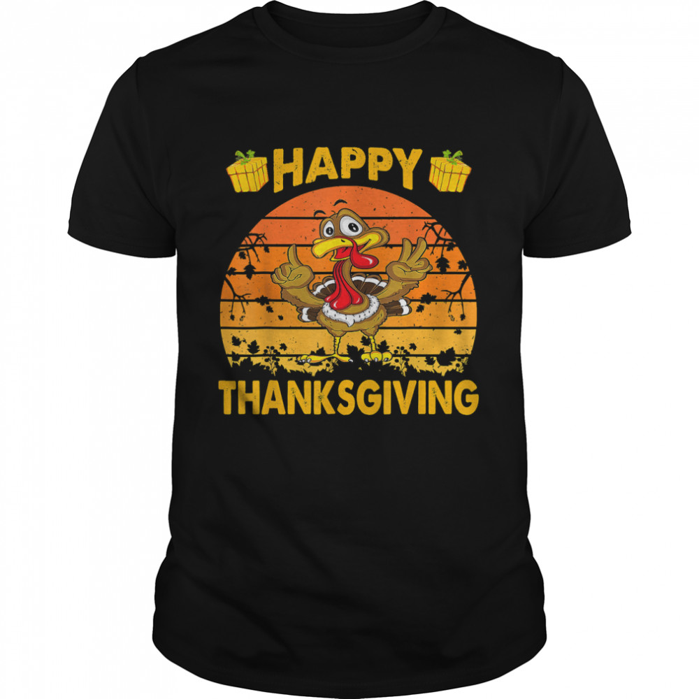 Cute Peace Turkey Happy Thanksgiving 2022 Gift Boys Girls T-Shirt