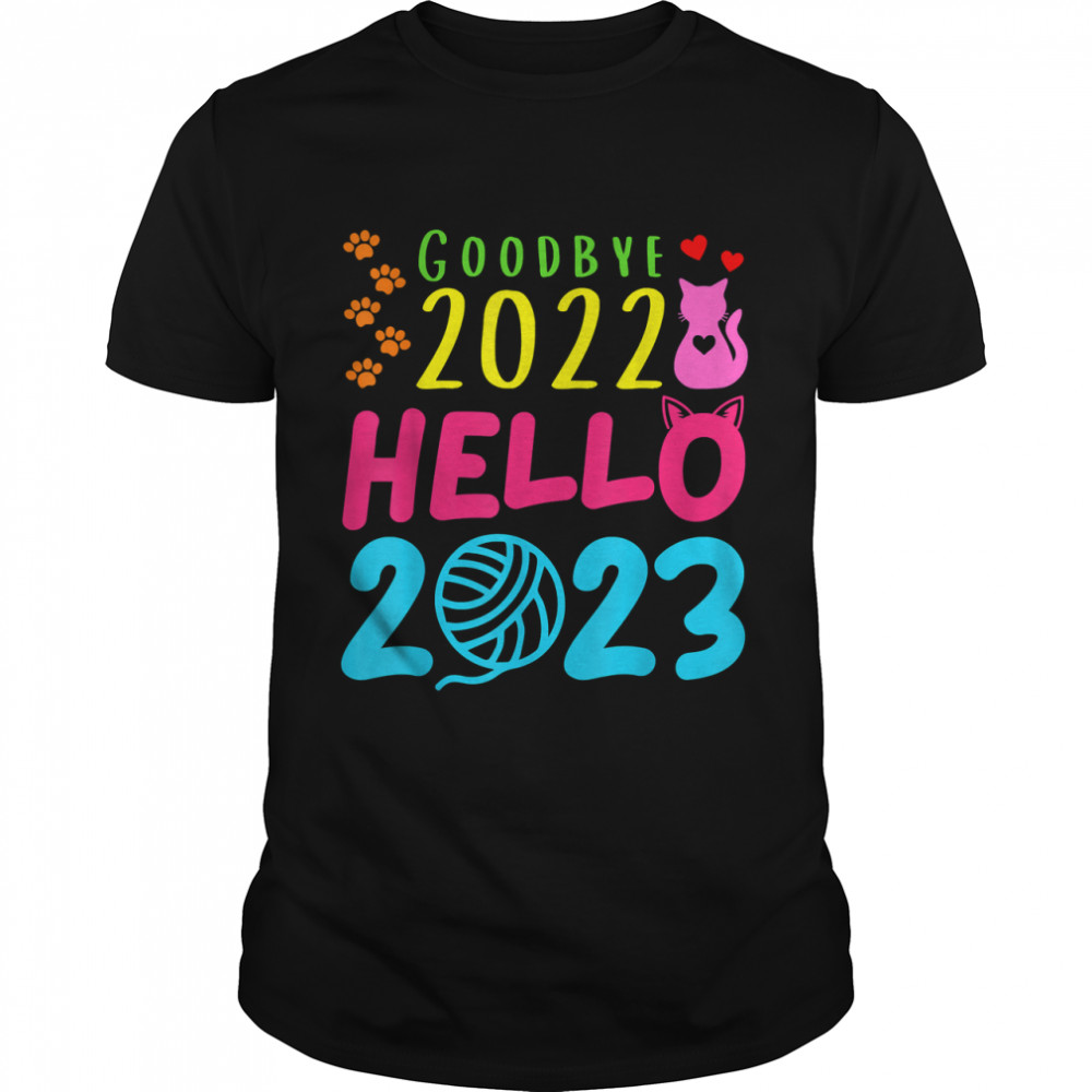 Good Bye 2022 Hello 2023 Happy New Year Christmas Cat Lovers T-Shirt