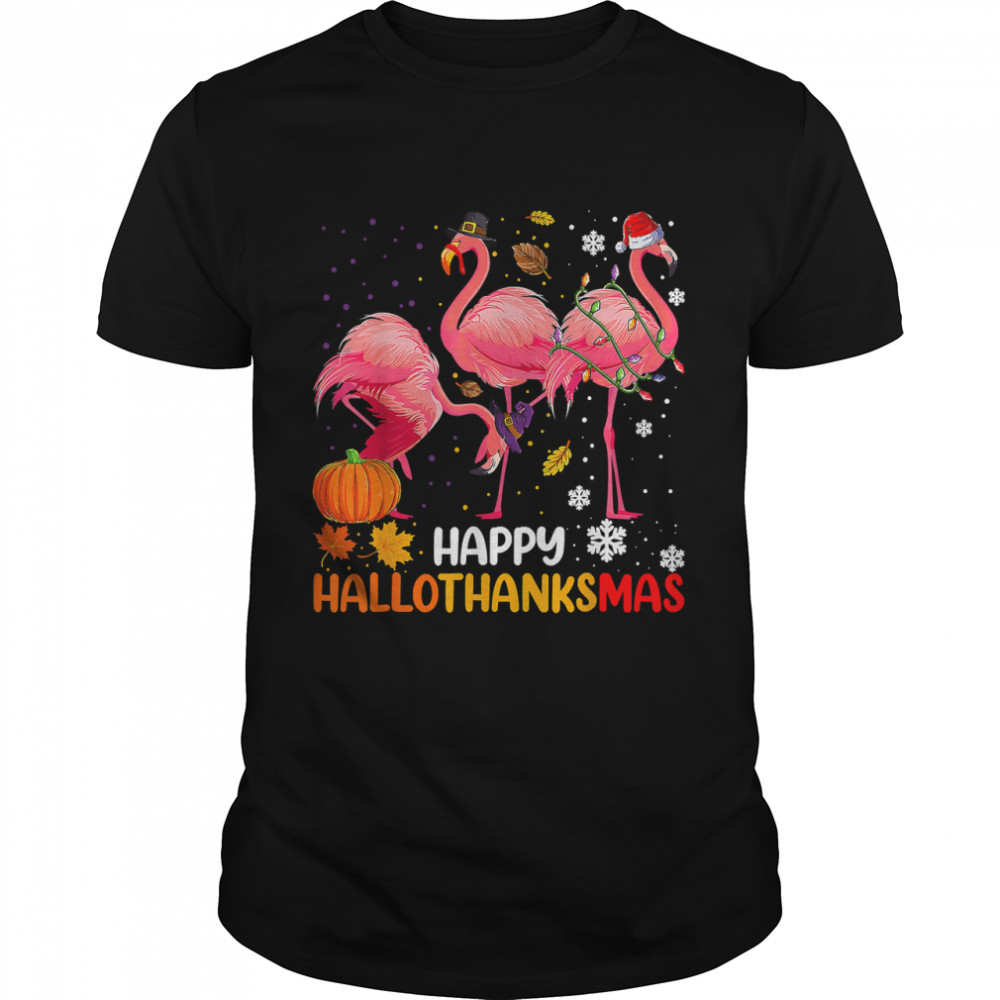 Happy Hallothankssmas Flamingo Shirts, Halloween T-Shirt