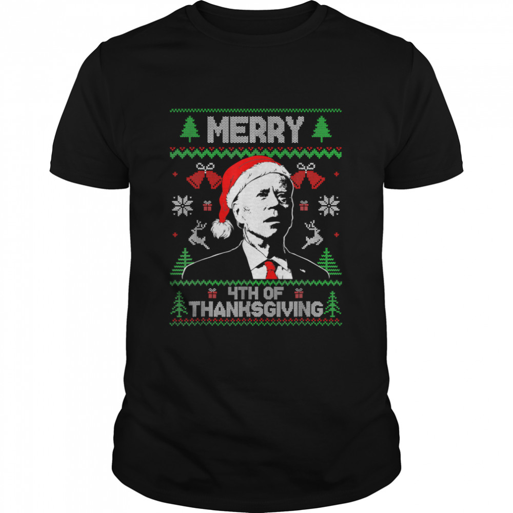 Santa Joe Biden Merry Thanksgiving Ugly Christmas Sweater T-Shirt
