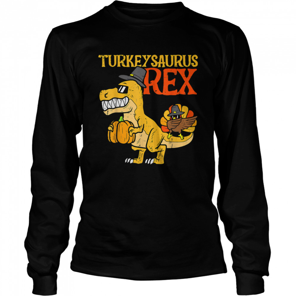 Kids Turkeysaurus Rex Dab Turkey Dino Toddler Boys Thanksgiving T-Shirt 
