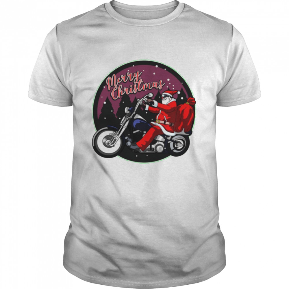 Santa Claus On Motorcycle Merry Christmas shirt